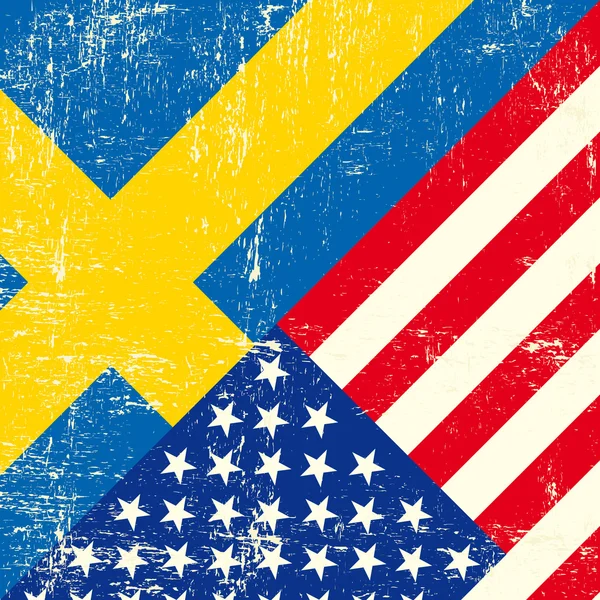 美国和瑞典 grunge 旗. — 图库矢量图片