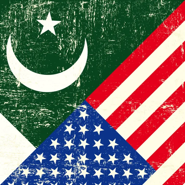 Bandera Grunge USA y Pakistaní . — Vector de stock