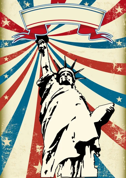 Um cartaz de grunge com a estátua da liberdade —  Vetores de Stock