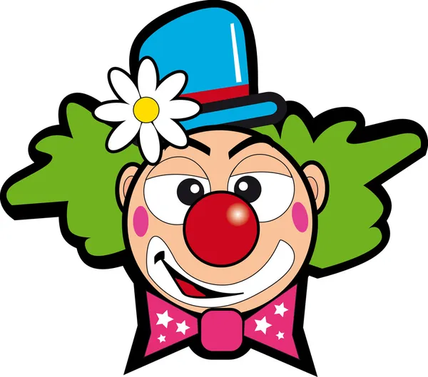 Clown met bloem. — Stockvector