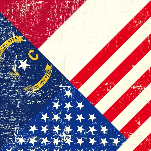 USA och north carolina grunge flagga — Stock vektor