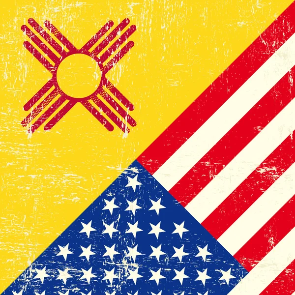 VS en new mexico grunge vlag. — Stockvector