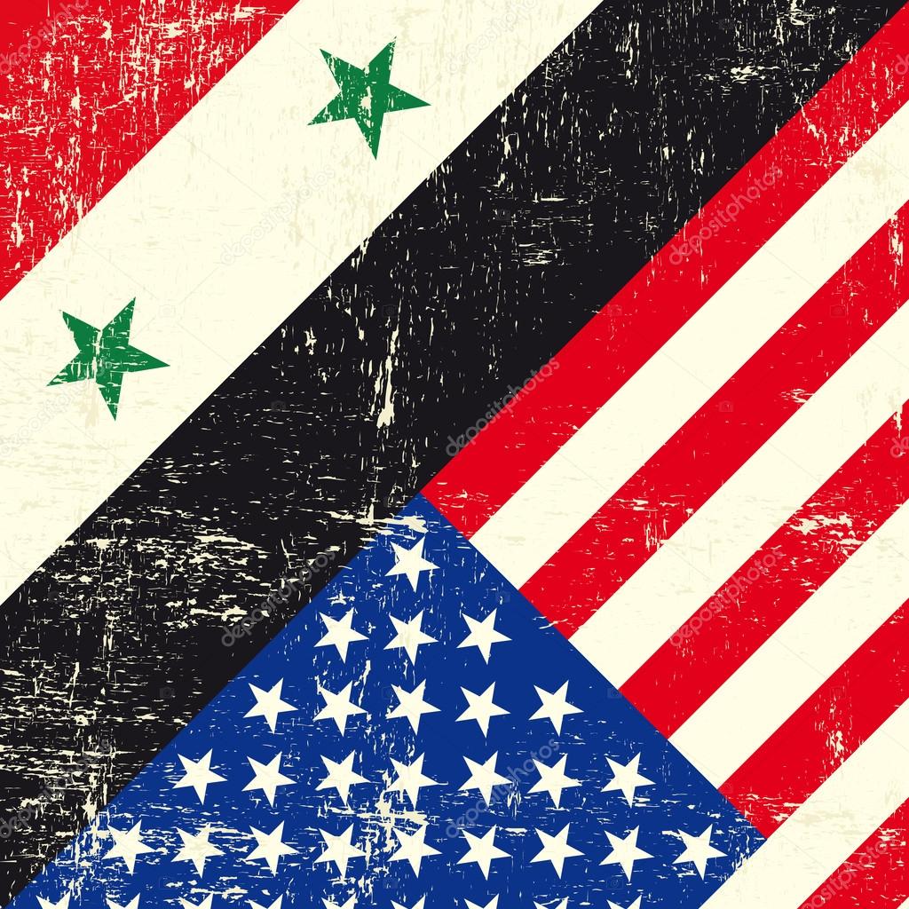 Syria and usa grunge flag.