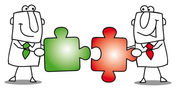 Travail d'équipe-puzzles — Image vectorielle