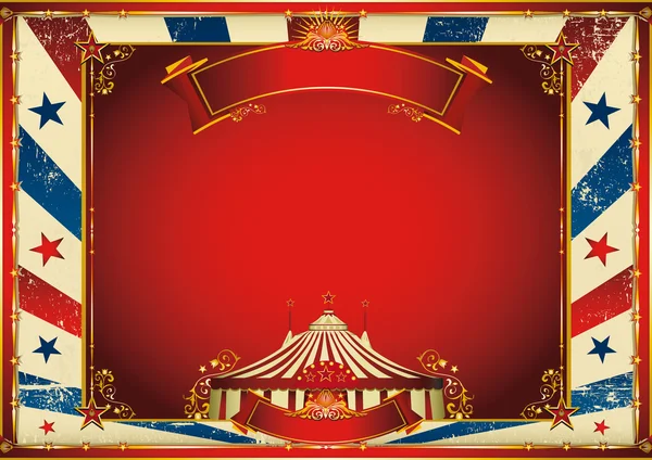 Vintage horizontal circus background with big top — Stock Vector