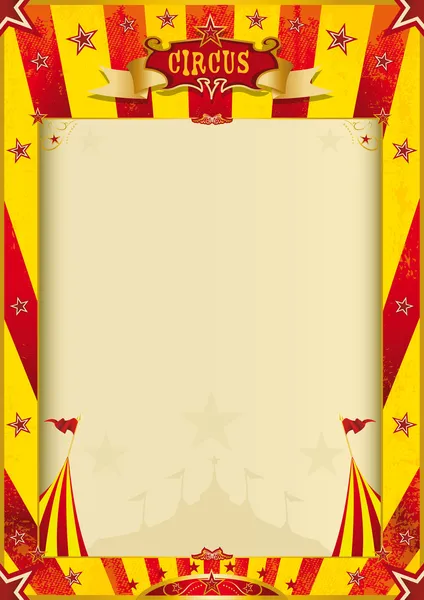 Κίτρινο και κόκκινο grunge τσίρκο αφίσα — Διανυσματικό Αρχείο