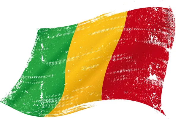 Ondeando la bandera grunge de Malí — Vector de stock