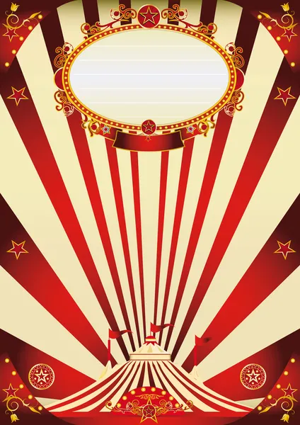 Circus vintage red and cream poster — Stock Vector