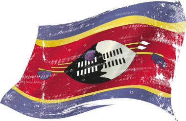 flag of Eswatini or Swaziland in the wind with a texture