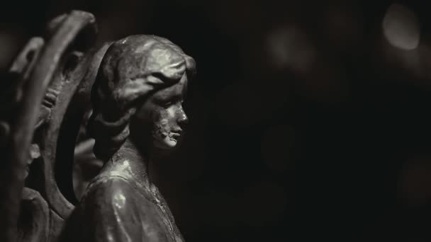 Footage Angel Statue Dark Background — Stock Video