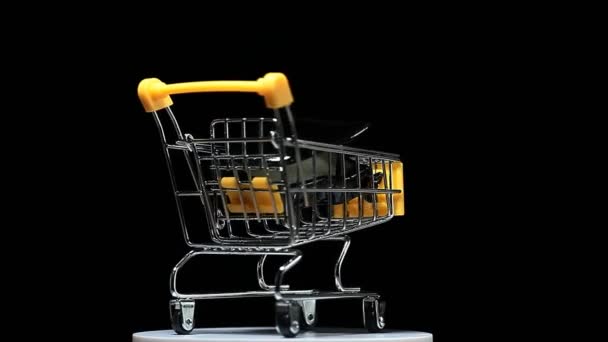 Filmato Piano Trolley Sfondo Scuro — Video Stock