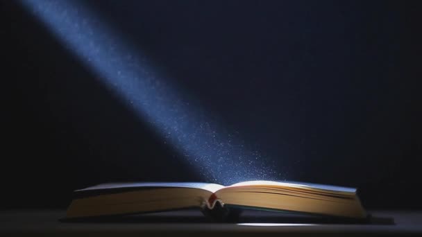 黑暗背景下的书籍灰尘镜头 — 图库视频影像