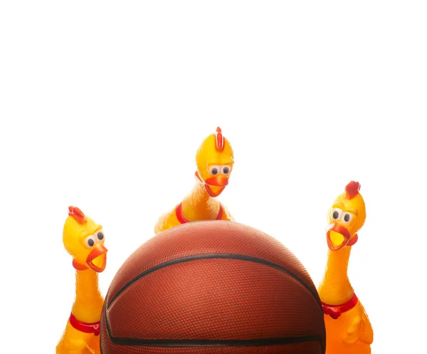 Afbeelding Van Basketbal Rubber Kip Witte Achtergrond — Stockfoto