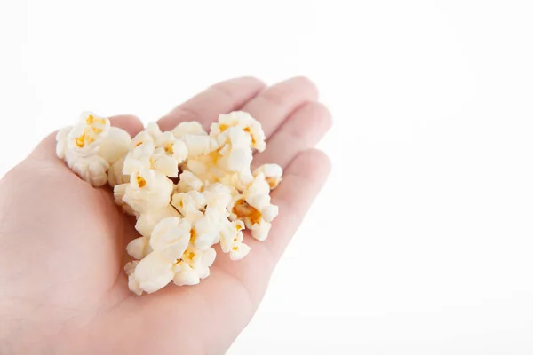 Bild Von Popcorn Hand Weißer Hintergrund — Stockfoto