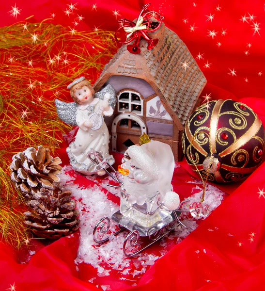 Christmas still-life with angel and ornament — Stock Photo, Image