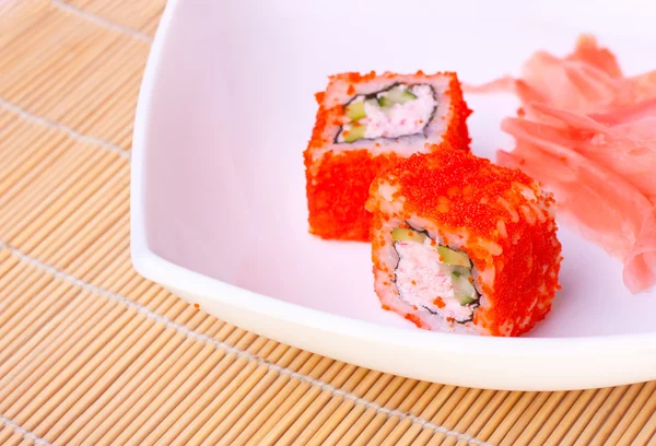 Roll with flying fish roe — Stock Photo, Image