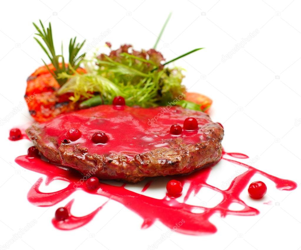 Gourmet food - steak in red sauce