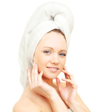 kadın ile banyo havlusu