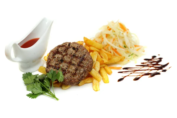 Bife com batatas fritas — Fotografia de Stock