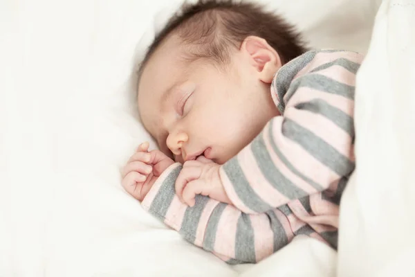 Closeup Portrait Beautiful Sleeping Baby White Background — ストック写真