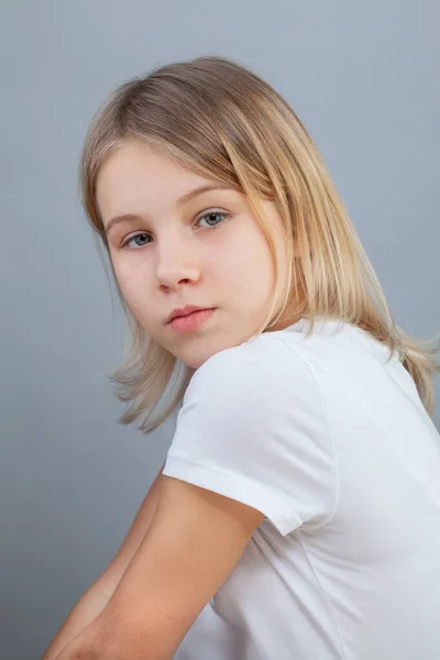 Blonde Child Girl Studio Portrait — Stock Photo, Image