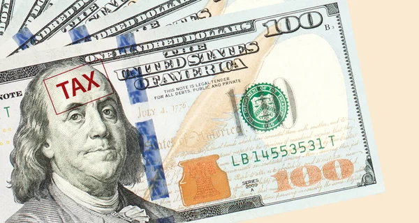Sto Dolarů Bankovky Pozadí Ohraničení Daňové Detailní — Stock fotografie