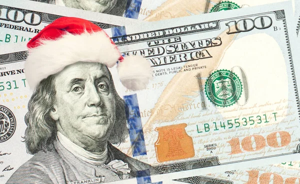 Regalo Natale Dollaro Usa Denaro Contante Sfondo — Foto Stock