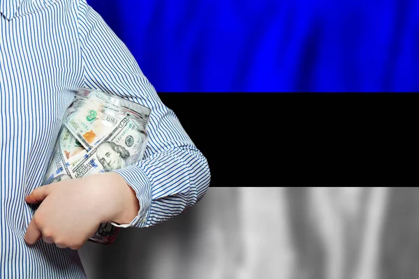Dinero Dólares Estadounidenses Fondo Bandera Estonia Negocios Banca Cambio Divisas — Foto de Stock