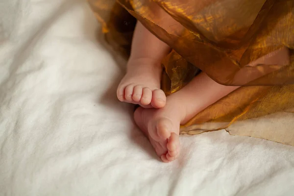 Beautiful Baby Feet White Background Newborn Baby Girl Closeup — Stock Photo, Image