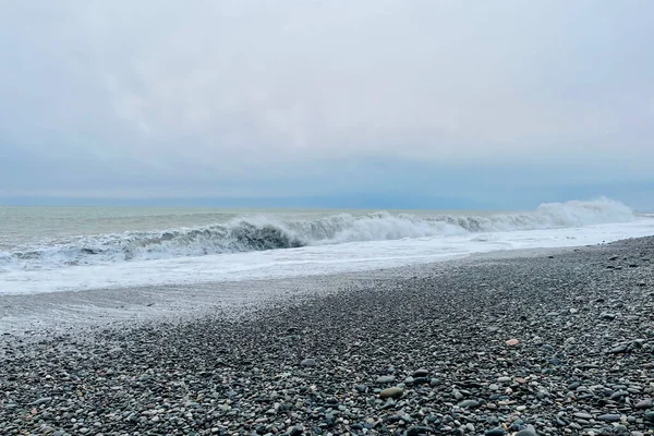 Mer Ciel Nuageux Aux Couleurs Pastel — Photo