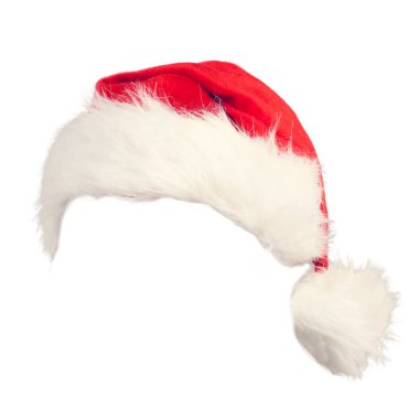 Beyaz arka planda izole edilmiş Noel Baba şapkası