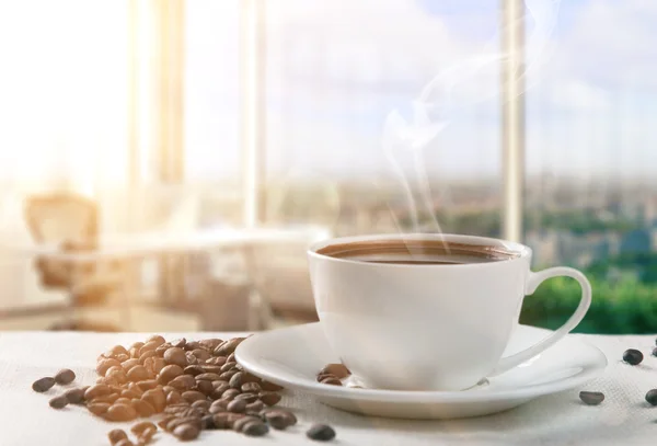 Sunny morning with cup of coffee — Stock Photo, Image