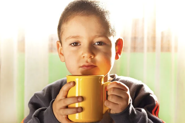 मुलाला चहा पिण्याचे — स्टॉक फोटो, इमेज