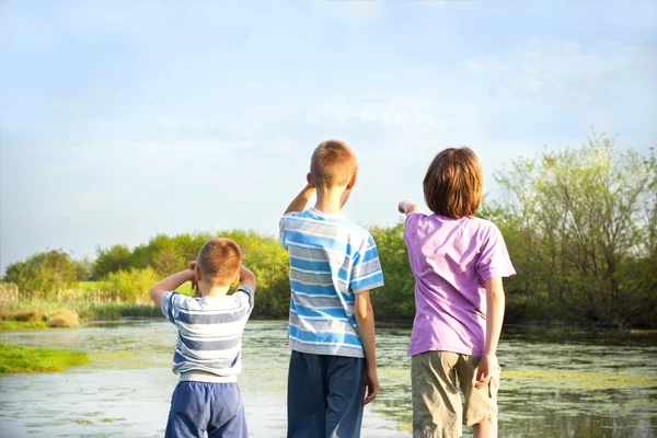 Niños exploran la naturaleza —  Fotos de Stock