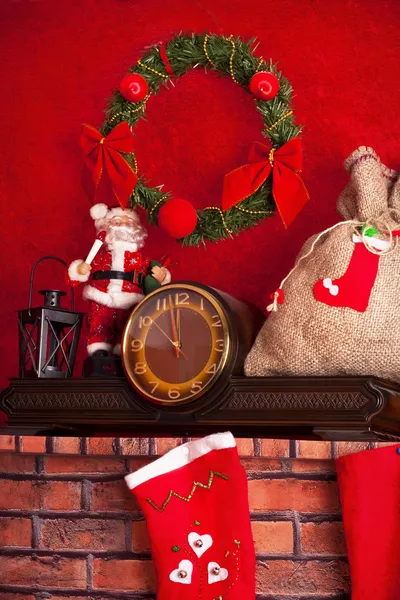 Santa Claus a vánoční dekorace — Stock fotografie