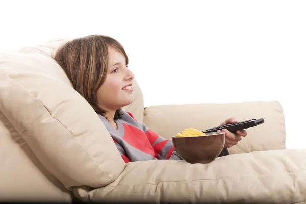 Bambino guardando la televisione Immagine Stock