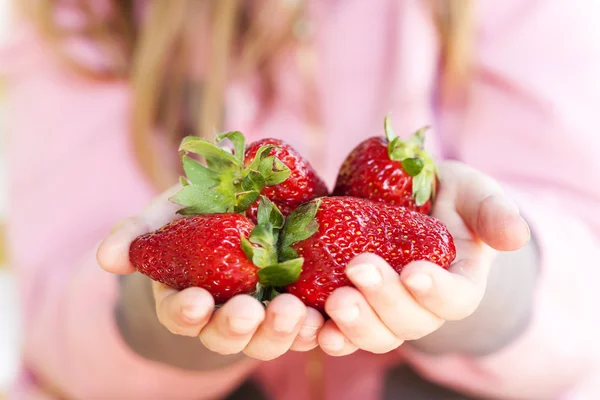 Strawberry in hand — Stock Photo, Image