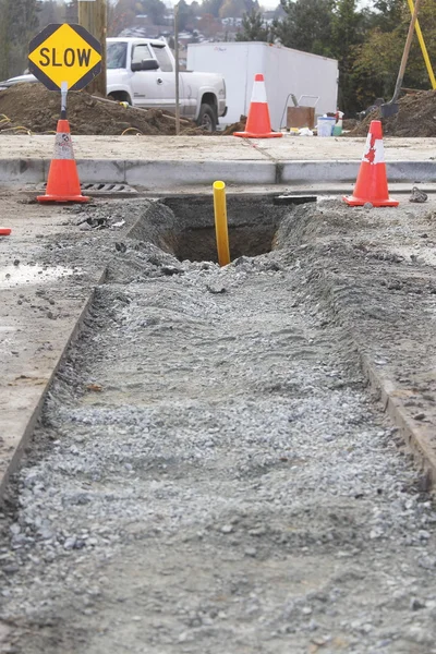 Bouw van residentiële gas pipeline — Stockfoto