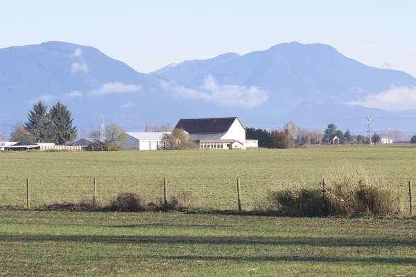 Farms craddled amoungst mountains — Stock Photo, Image