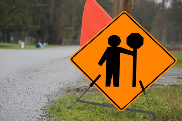 Flag Person Road Sign — Stock Photo, Image