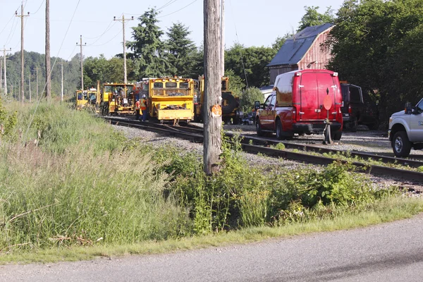 Equipo de mantenimiento de la línea ferroviaria —  Fotos de Stock