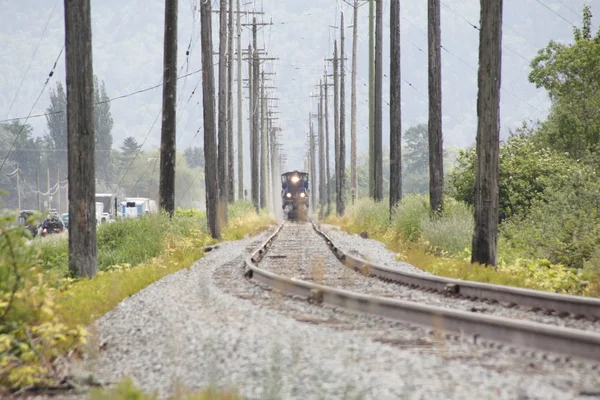 Trainen op één spoor — Stockfoto