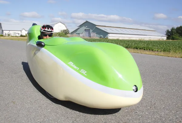 Velomobile 或横卧自行车 — 图库照片