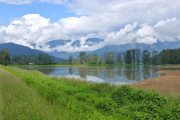 Heavy Cumulus Clouds Hang Farm Land Has Been Flooded Torrential — Stock Photo, Image