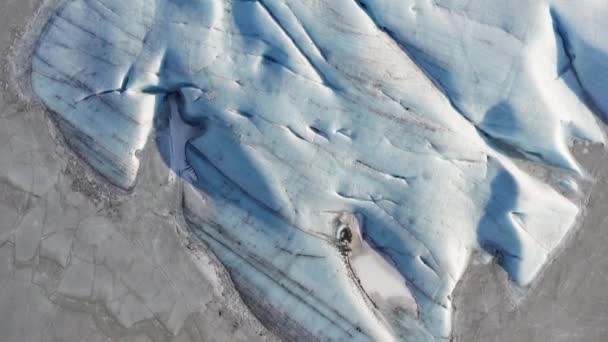 Drone Flight Over Ice Covered Lake And Glacier — Stock Video