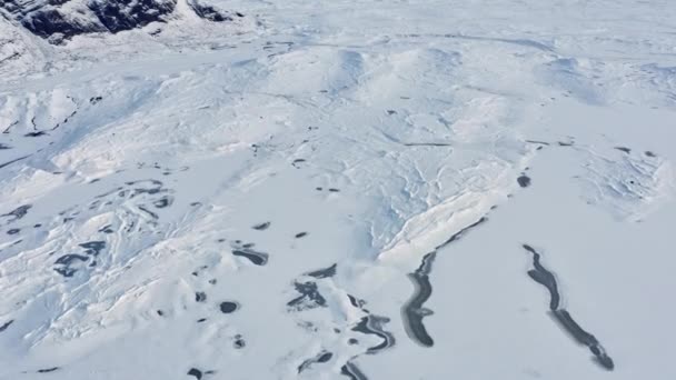 Drone Flight Over Snow fedett Icy Tájkép — Stock videók