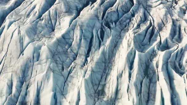 Drone Over Abstract Patterns Of Ice Of Large Glacier — Stock Video