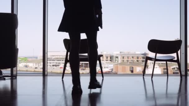 Femme assise sur une chaise pour lire à la bibliothèque — Video