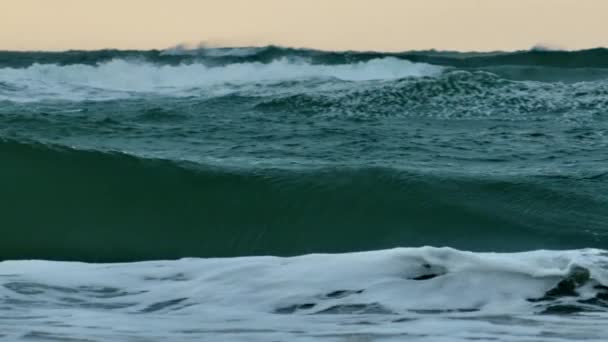 Океанські хвилі під заходом сонця — стокове відео