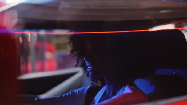 Woman With Afro Hair In Driver'S Seat Of Ferrari 348 TB — Stock Video